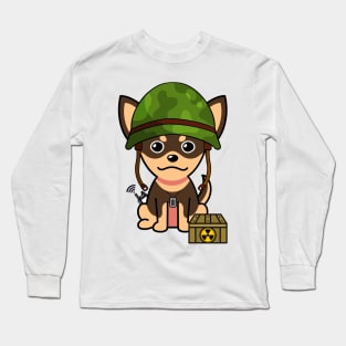 Funny small dog is a soldier Long Sleeve T-Shirt